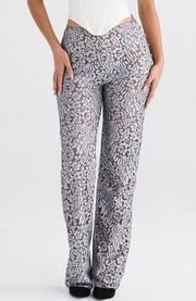 House of CB Mara Silver Metallic Lace Trousers.