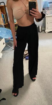 Black Linen High Waisted Pants