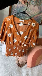 Orange Floral Top