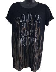 Bleach Dyed Black T Shirt, Makeup Lovers Size Med