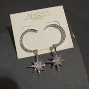 Amrita Singh Austrian Crystal Star & Moon Silver Earrings