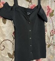 Bebe Ribbed Button Up Top size small