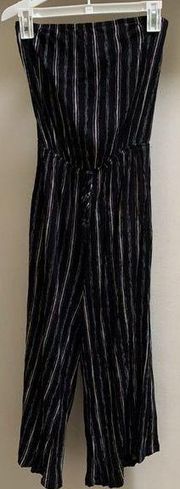 Mimi chica jumpsuit Black White Stripe Small S Pockets Strapless RARE HTF