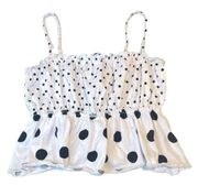 Polka Dot Cropped Tank Top White Black Size 4