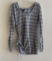 Striped Hooded Long Sleeve Top