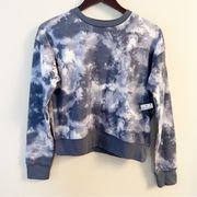 NWT Abound Blue Tie Dye Crewneck Light Fleece Lined Pullover Sweatshirt Sz S