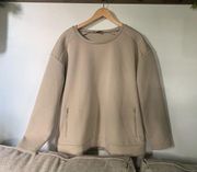 Lane Bryant LIVI Quilted Sweatshirt Beige Size 14/16 Zip Pocket Pullover Crew