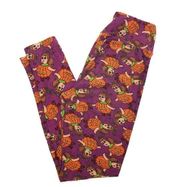 LULAROE Halloween Leggings Pumpkin Jack O Lantern Purple Orange Girl in Costume