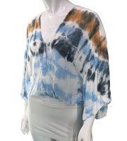 Young Fabulous Broke Womens Size S Tie Dye Top Deep V Dolman Sleeve Blouse