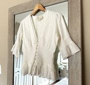 Notes Du Nord Nordstrom White Peplum Smocked Top Medium