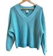 CAbi 4282 Frosty Pullover Blue V Neck Long Sleeve Chunky Knit Womens Size M