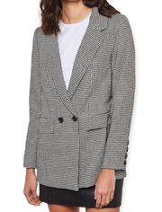 Houndstooth Double-Breasted Wool Blend Blazer