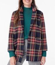 J. Crew S Red Tartan Plaid Merino Wool Cardigan