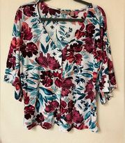 Floral Button Down Top Willow & Root Women’s Large