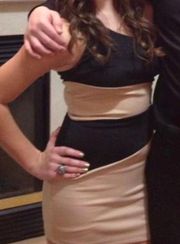 Black and Nude Cutout Bodycon Dress