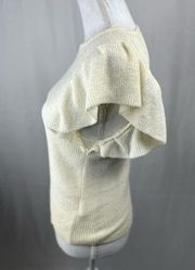 Showpo Short Flutter Sleeve Off White Sweater - Size 4