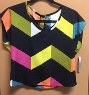 Black Chevron Cropped Top