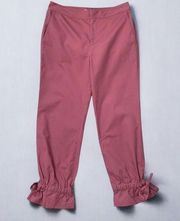 Rebecca Minkoff Pants High Rise Flat Front Tie Conch Ankle Pink Mauve NWOT