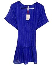 RAGA Blue pinstripe wrap dress NWT