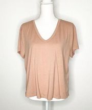 Girlfriend Collective Salmon Short Sleeve V-Neck Short Sleeve Tee Size Large