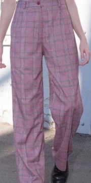 Brandy Melville John Galt Plaid Menswear Style Wide Leg Pants