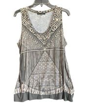 Rose & Olive Sleeveless Embellished Tank. Size X-Large.