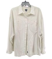 Lee Women’s Ivory No Gap Long Sleeve Button Front Top Large