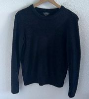 Lucky Brand Teddy Crew Neck Sweater Black Fuzzy Crewneck Sweatshirt Pullover S
