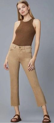 DL1961 Jeans Patti Straight High Rise Vintage Ankle Khaki Raw NEW NWT Raw Hem