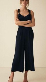 REISS LONDON‎ Navy Amika Cross Back Ruffle Jumpsuit Size 6