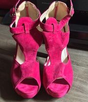 Pink velvet peeptoe heels women’s size 8