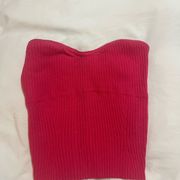 Pink ribbed strapless top