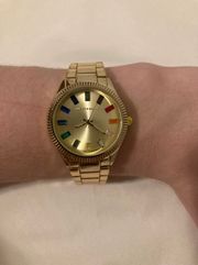 Woman’s quartz movement colorful dial  gold tone wrist watch