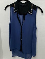 Elodie NWOT  Blue Sleeveless Blouse Small