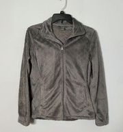 Natural Reflections Gray Fleece Quilted Full Zip Jacket