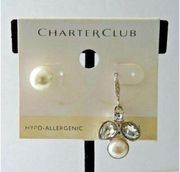 MIX IT UP! Charter Club Silver Tone Crystal & Pearl Stud & Dangle Drop Earrings