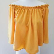 Love j mustard off shoulder blouse size medium