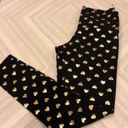 DYI Black with Gold Metallic Hearts Leggings