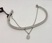 Henri Bendel Luxe Silver Tone Cuff Chain Combo Bracelet Rhinestone Charm NWT