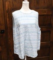 Sharagano Shirt Women Extra Large XL Blue Sleeveless Top Lyocell Lightweight