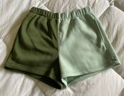 Two Toned Green Fleece Shorts