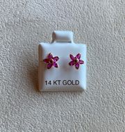 Flower Earrings 14k Solid Gold Perfect Gift