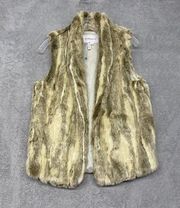 BCBGeneration Jacket Womens XS Vest Faux Fur Beige Cream Open Boho Trendy
