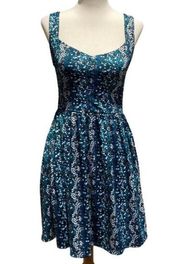 BeBop Black Sundress Sz S Blue Floral Design with Pockets