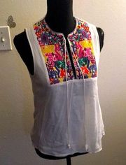 white embroidered women’s tank top/ blouse