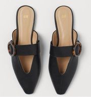 H&M Black Mules Faux Leather Size 39 or US 8