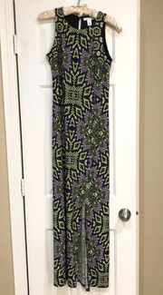 London Times Sleeveless Print Dress double slits 6