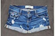 Hollister Y2K  Dark Wash Distressed Denim Shorts, Women's 00