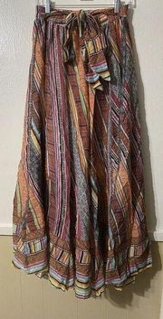 Womens Truly 4 You Boho Maxi Artsy Skirt Peasant Cottagecore Funky Art Small