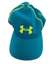 Under Armour Hat Womens One Size Blue Neon Green Cap Adjustable Athletic Poly